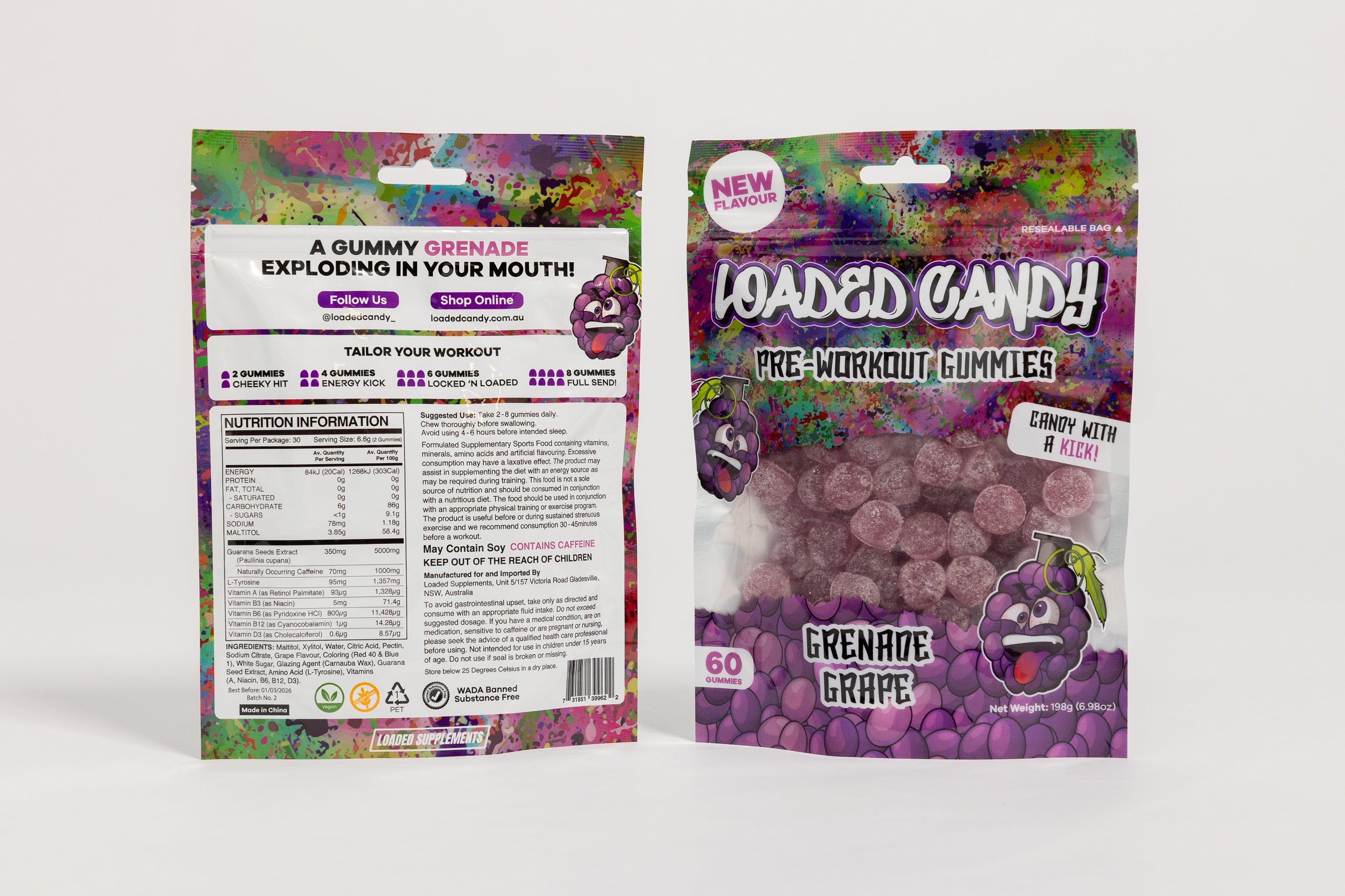 Grenade Grape & Send It Strawberry Pre-Workout Gummy (DUO PACK)