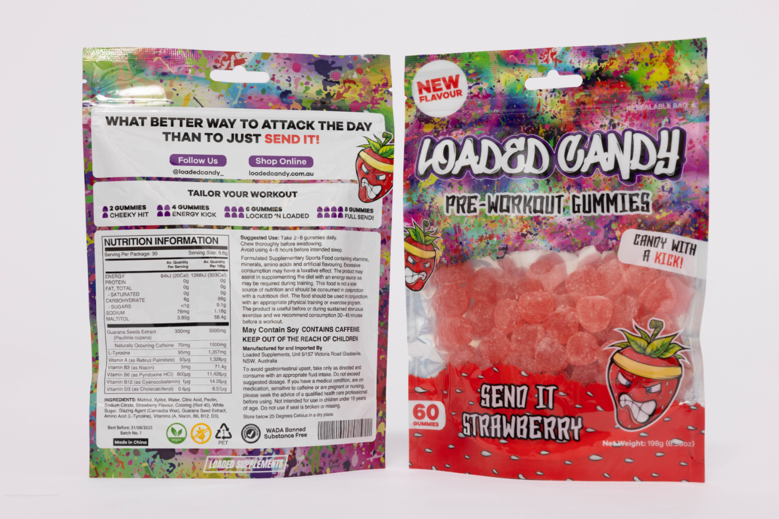 Send It Strawberry Pre-Workout Gummy (TWIN PACK)