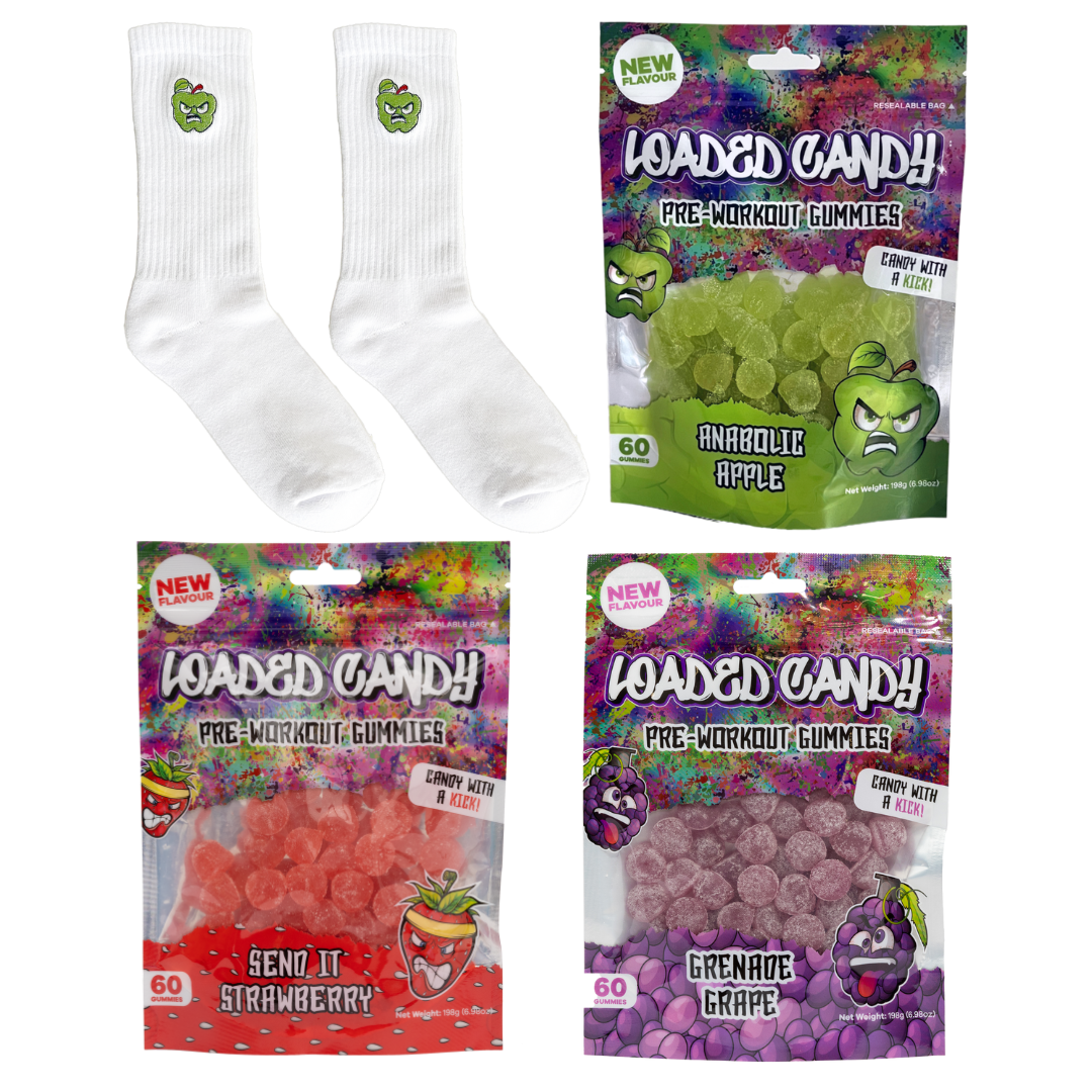 Ultimate Pre-Workout Gummy Bundle + Apple Crew Socks (TRIPLE PACK)